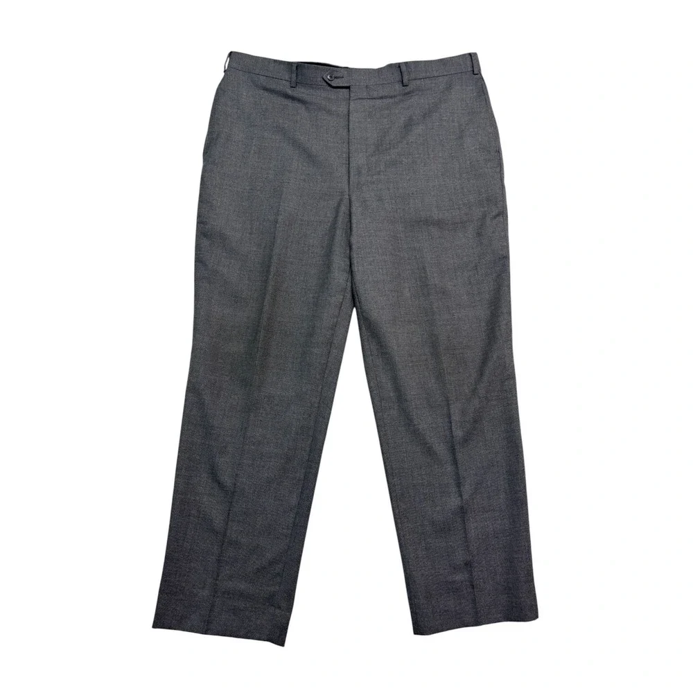 Jos A Bank 48L 43x32 Gray 2pc Pant Suit Signature Collection Wool Flat Front